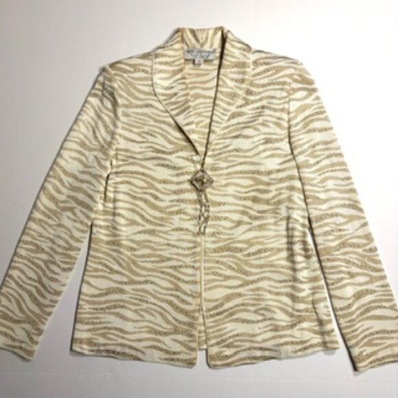 St. John Evening by Marie Gray 2-Piece Gold & IvorySparkle Suit - Picture 1 of 7